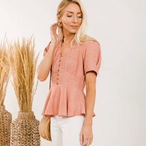 Pink Peplum Blouse Top